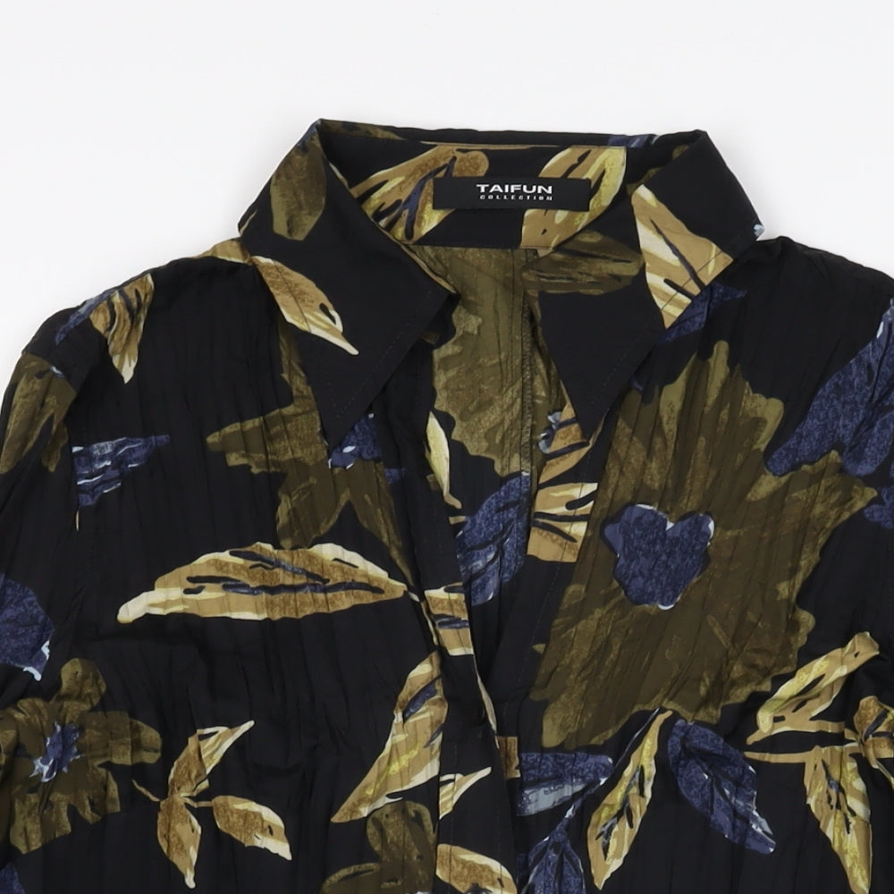 Womens UK Size 14 Taifun Black Basic Button-Up