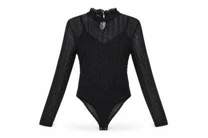 Womens UK Size 10 New Look One-Piece Black Bodysuit
