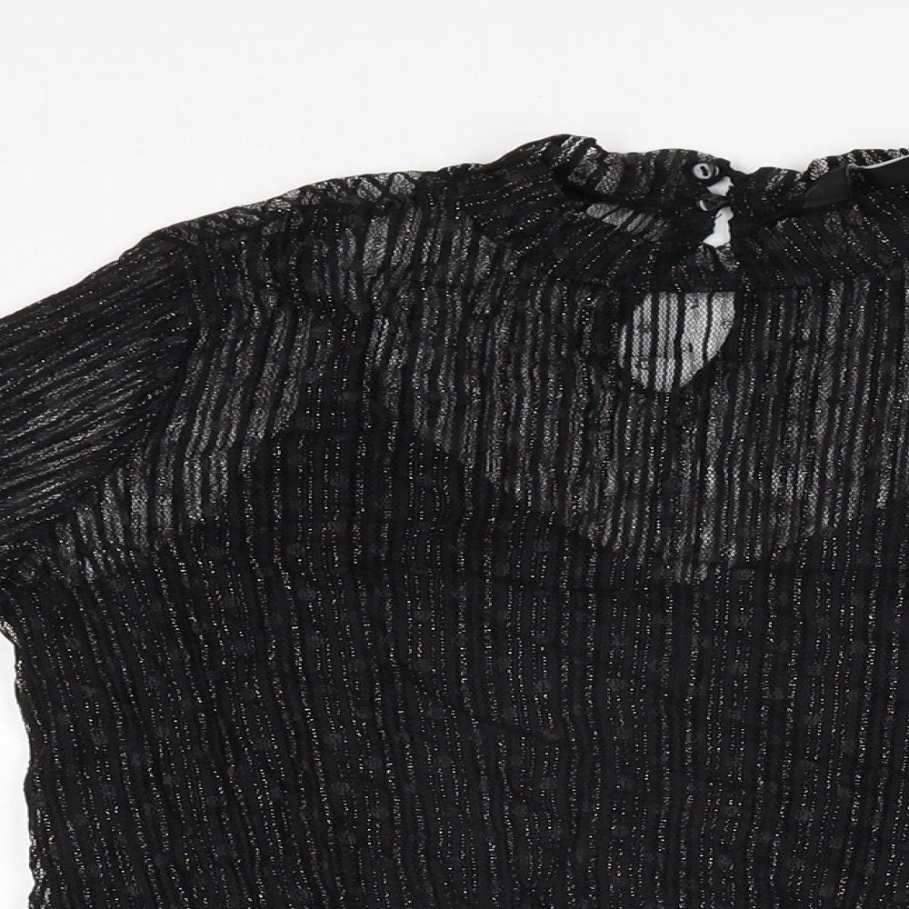 New Look Womens Black Polyamide Bodysuit One-Piece Size 10 Snap