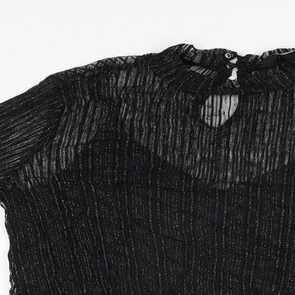 New Look Womens Black Polyamide Bodysuit One-Piece Size 10 Snap