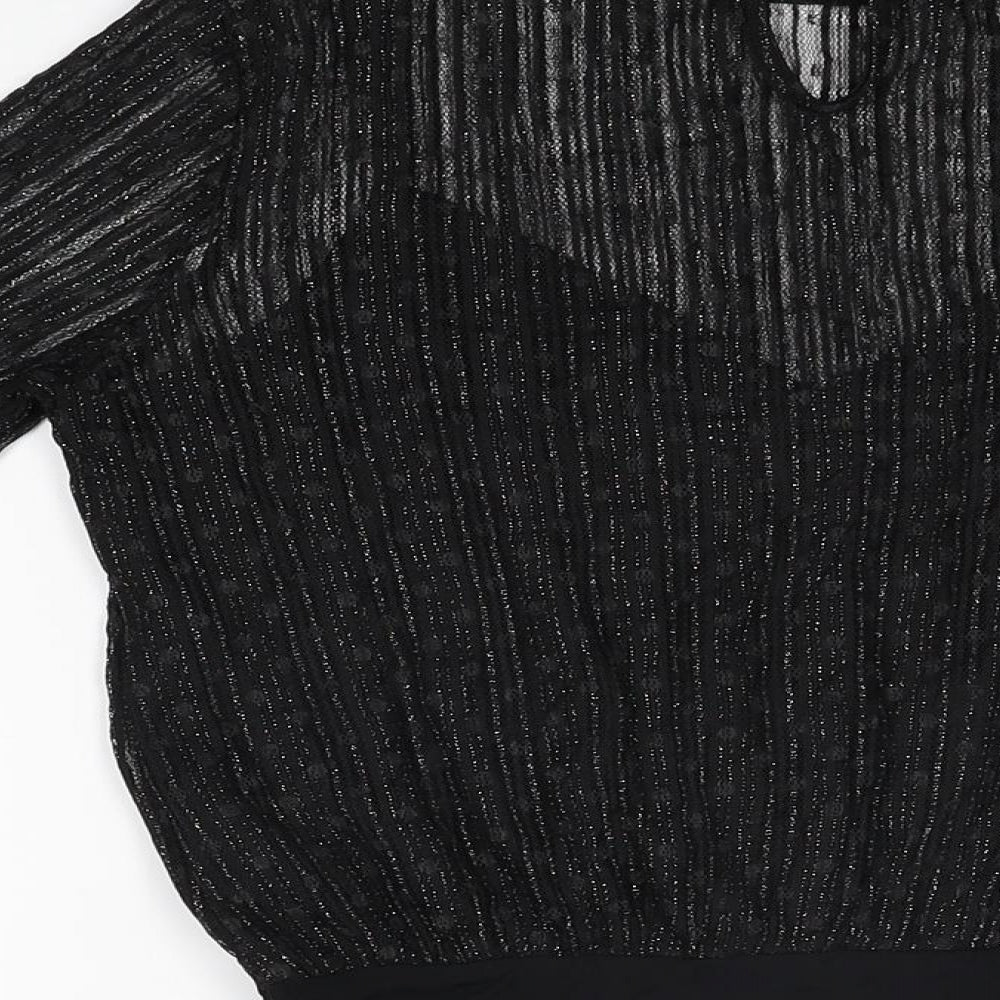 New Look Womens Black Polyamide Bodysuit One-Piece Size 10 Snap