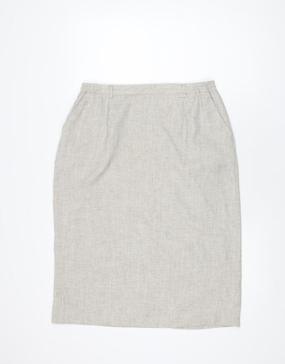 Oscar B Womens Beige Polyester Straight & Pencil Skirt Size 18 Zip