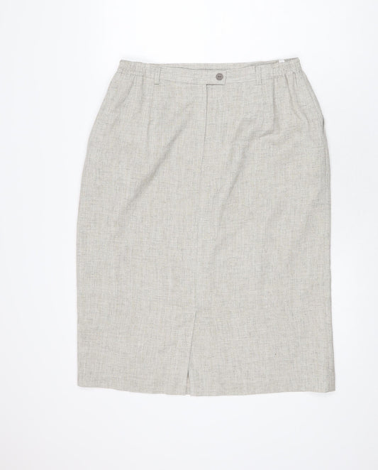 Oscar B Womens Beige Polyester Straight & Pencil Skirt Size 18 Zip