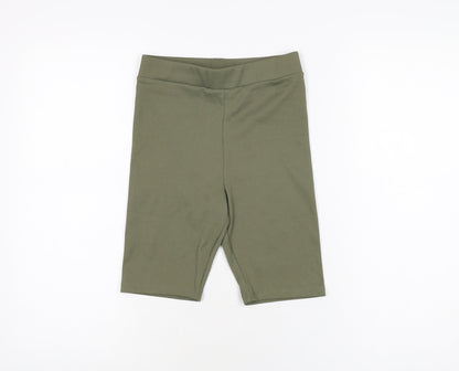 H&M Womens Green Polyester Biker Shorts Size 2XS L8 in Regular Pull On
