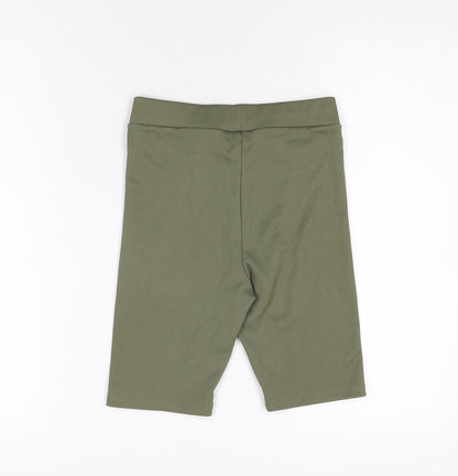 H&M Womens Green Polyester Biker Shorts Size 2XS L8 in Regular Pull On