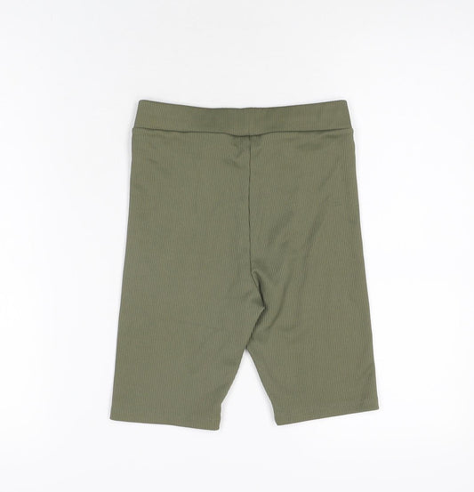 H&M Womens Green Polyester Biker Shorts Size 2XS L8 in Regular Pull On