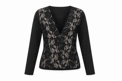 CBR Womens Black Floral Cotton Basic T-Shirt Size S V-Neck