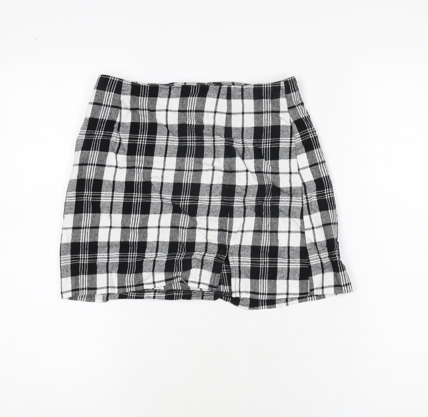 ASOS Womens Black Plaid Cotton Mini Skirt Size 8 Zip
