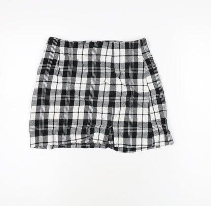 ASOS Womens Black Plaid Cotton Mini Skirt Size 8 Zip