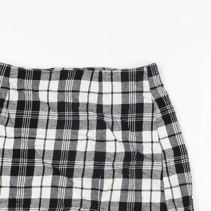 ASOS Womens Black Plaid Cotton Mini Skirt Size 8 Zip