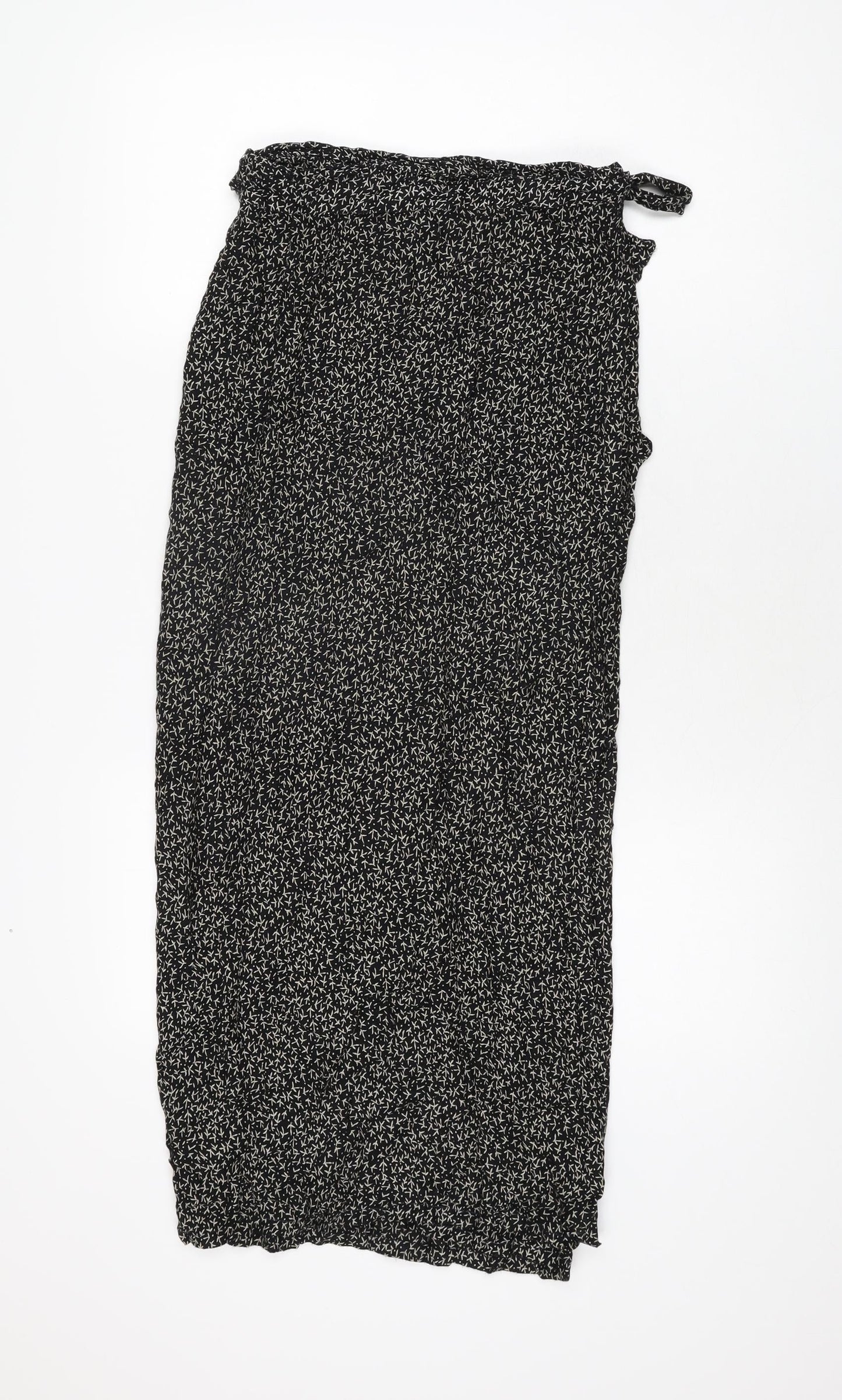 Clothing Specialist Womens Black Geometric Polyester Wrap Skirt Size L Tie