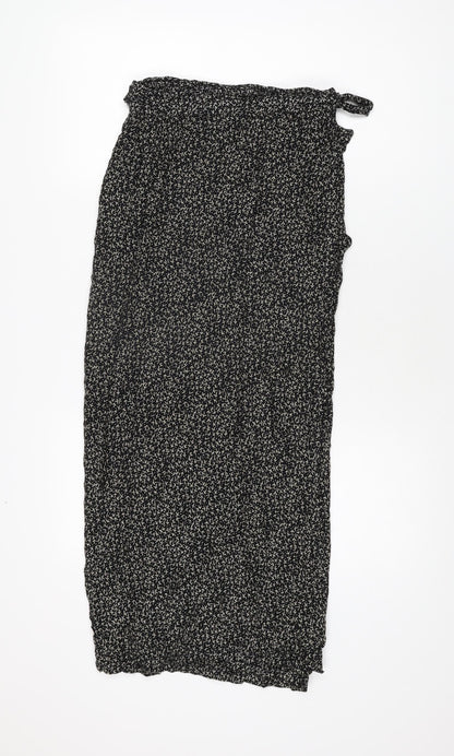 Clothing Specialist Womens Black Geometric Polyester Wrap Skirt Size L Tie