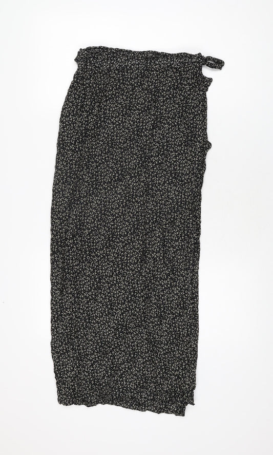 Clothing Specialist Womens Black Geometric Polyester Wrap Skirt Size L Tie