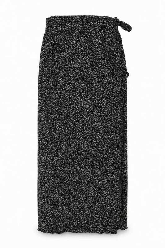 Clothing Specialist Womens Black Geometric Polyester Wrap Skirt Size L Tie