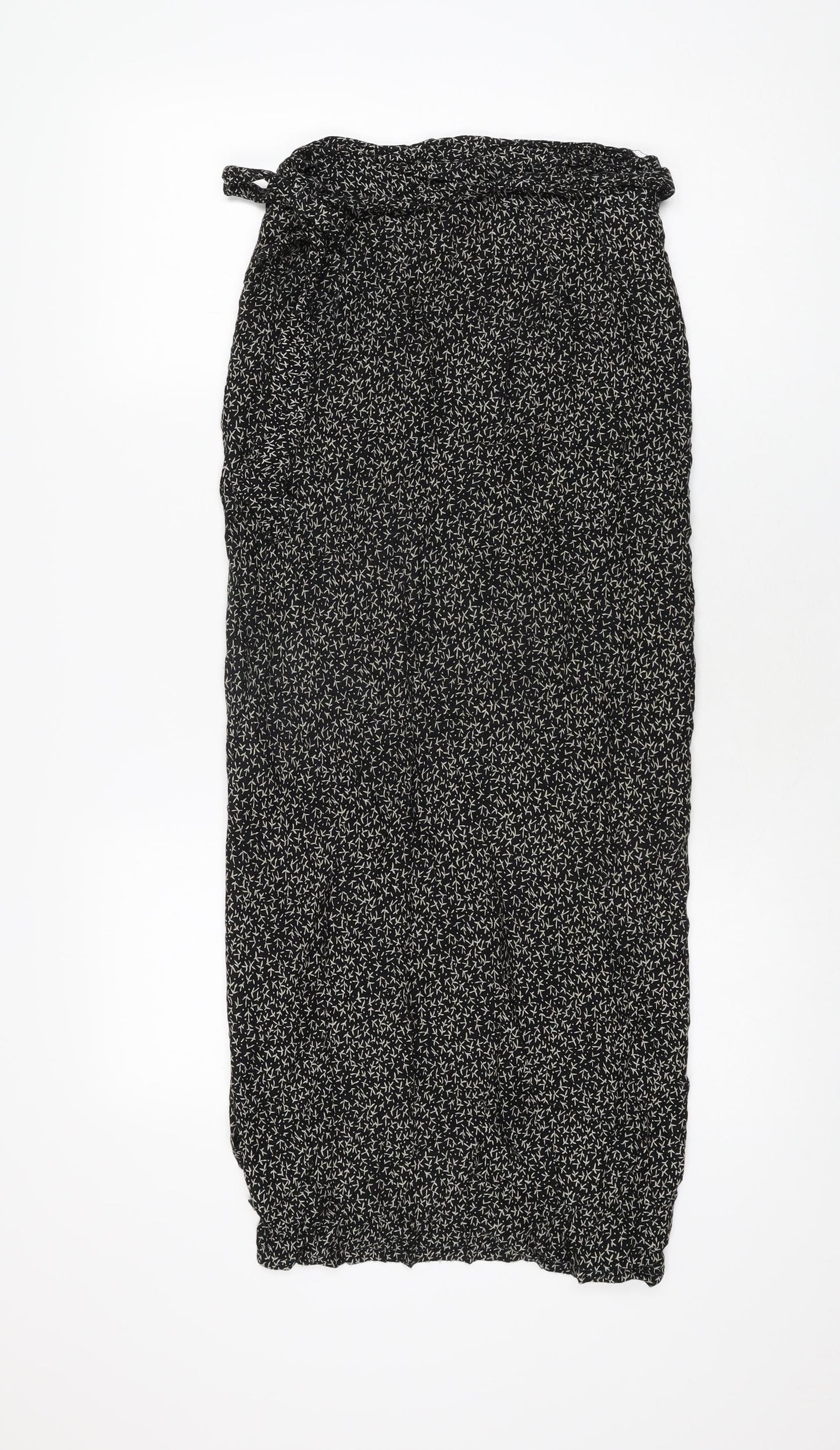 Clothing Specialist Womens Black Geometric Polyester Wrap Skirt Size L Tie