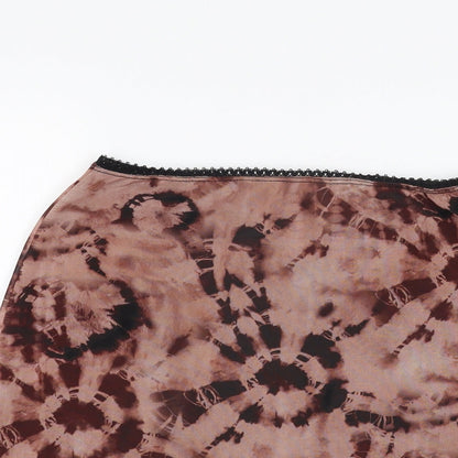 PRETTYLITTLETHING Womens Pink Geometric Polyester Mini Skirt Size 10 - Tie Dye