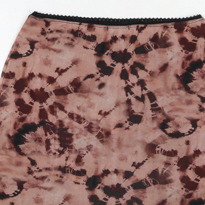 PRETTYLITTLETHING Womens Pink Geometric Polyester Mini Skirt Size 10 - Tie Dye