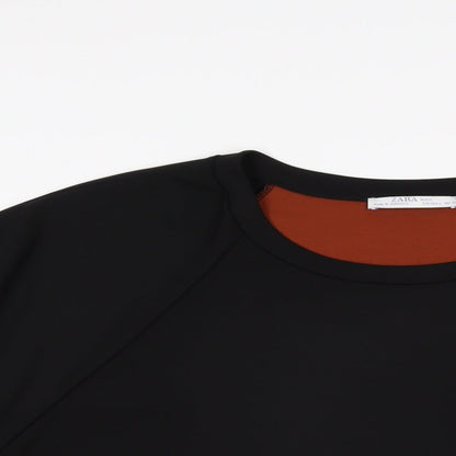Womens UK Size L Zara Black Basic T-Shirt