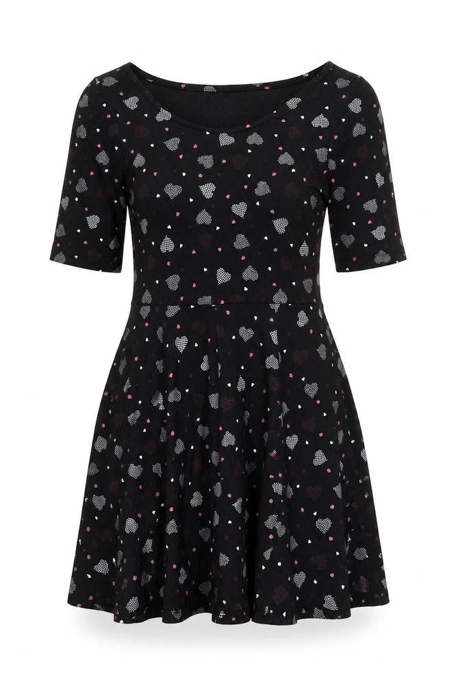 By Henry Holland Womens Black Geometric Polyester Skater Dress Size 10 Round Neck Pullover