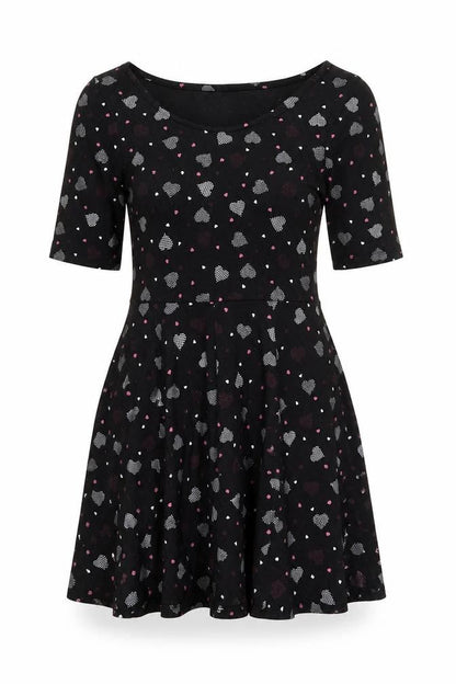 By Henry Holland Womens Black Geometric Polyester Skater Dress Size 10 Round Neck Pullover