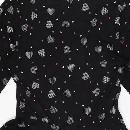 By Henry Holland Womens Black Geometric Polyester Skater Dress Size 10 Round Neck Pullover
