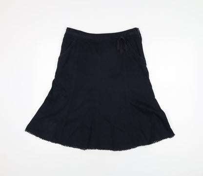 Per Una Womens Blue Cotton Flare Skirt Size 10 Zip