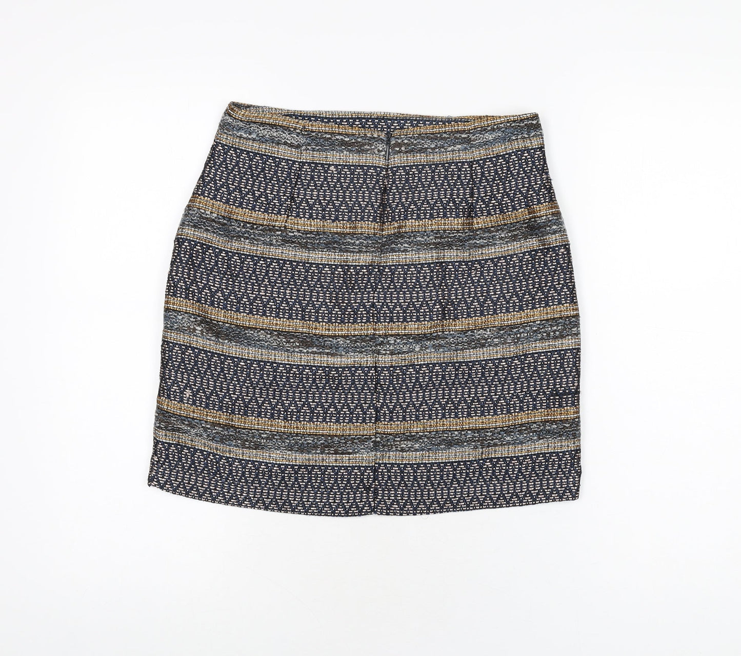 Mango Womens Multicoloured Geometric Polyester A-Line Skirt Size 8 Zip