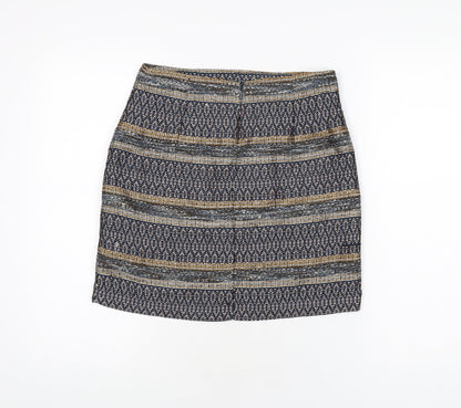 Mango Womens Multicoloured Geometric Polyester A-Line Skirt Size 8 Zip