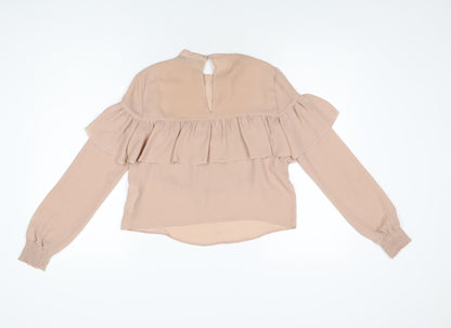 Bershka Womens Pink Polyester Basic Blouse Size XS Round Neck