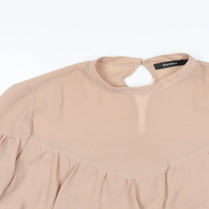 Bershka Womens Pink Polyester Basic Blouse Size XS Round Neck