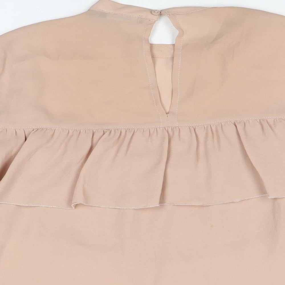 Bershka Womens Pink Polyester Basic Blouse Size XS Round Neck