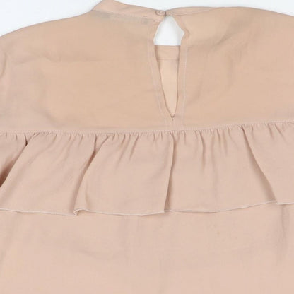 Bershka Womens Pink Polyester Basic Blouse Size XS Round Neck