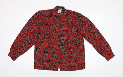 Womens UK Size 14 Elite Red Basic Button-Up