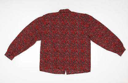 Womens UK Size 14 Elite Red Basic Button-Up