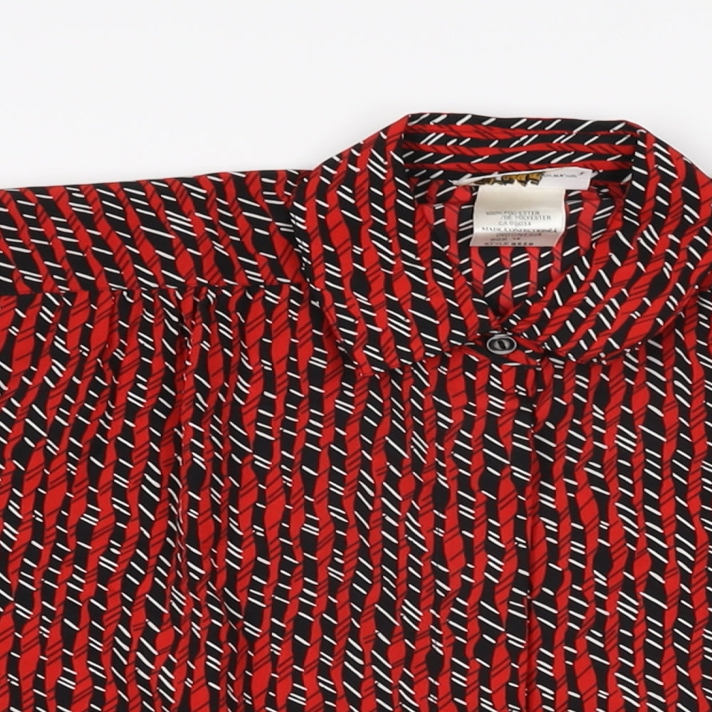 Womens UK Size 14 Elite Red Basic Button-Up