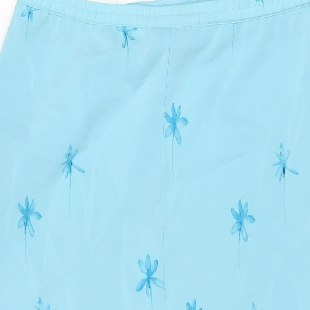 Bonmarché Womens Blue Floral Polyester Straight & Pencil Skirt Size 14 Zip