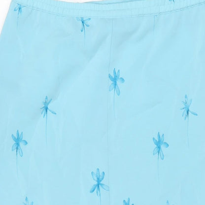 Bonmarché Womens Blue Floral Polyester Straight & Pencil Skirt Size 14 Zip