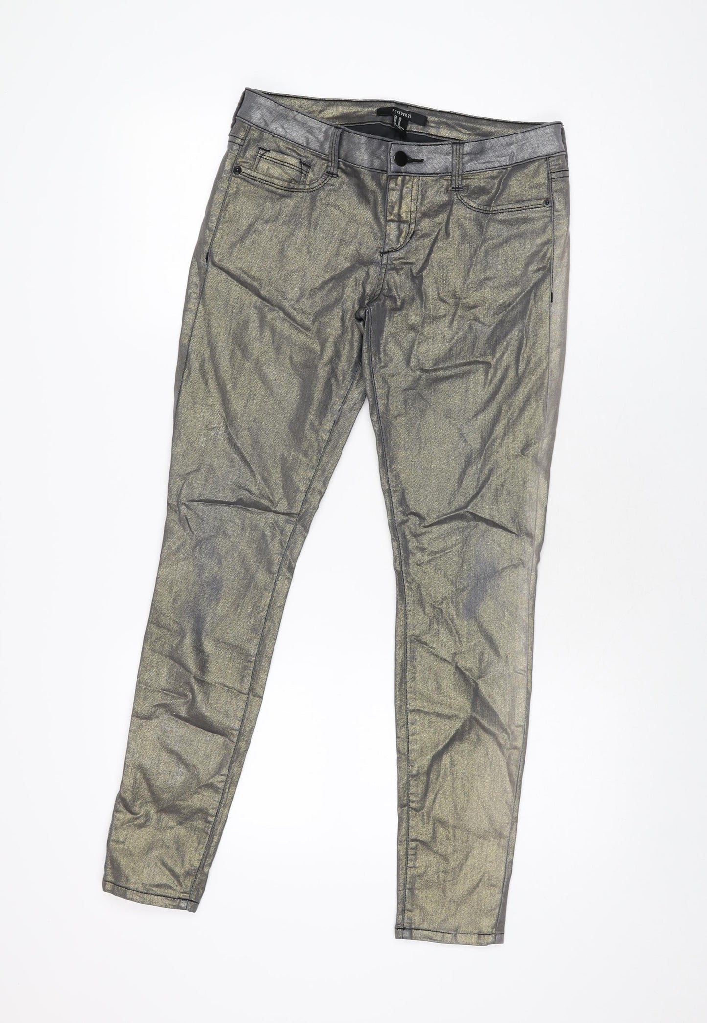 FOREVER 21 Womens Grey Cotton Skinny Jeans Size 26 in L28 in Regular Zip