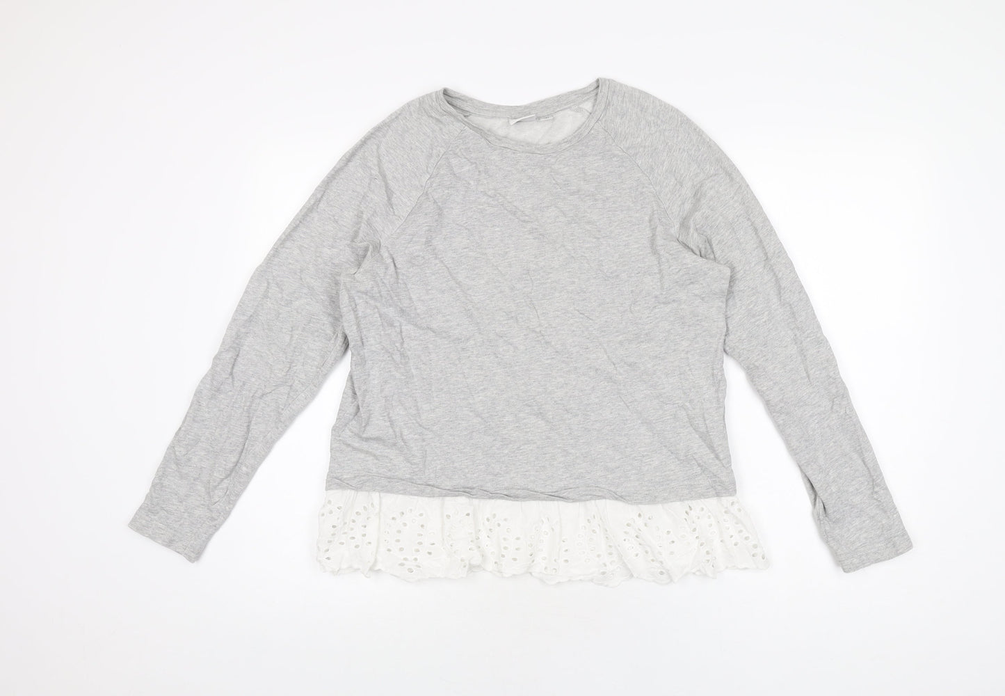 Womens UK Size M Jaqueline de Yong Grey Basic T-Shirt