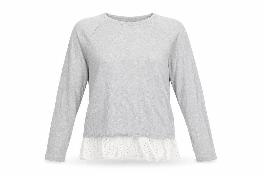 Womens UK Size M Jaqueline de Yong Grey Basic T-Shirt