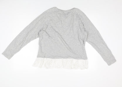 Womens UK Size M Jaqueline de Yong Grey Basic T-Shirt