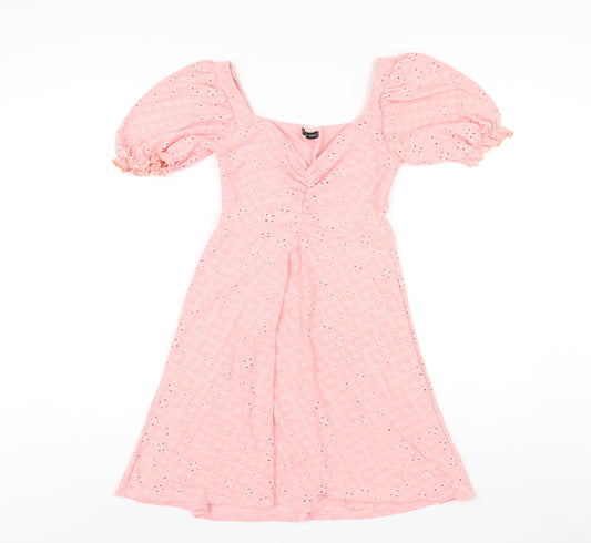 I SAW IT FIRST Womens Pink Polyester A-Line Size 6 V-Neck Pullover
