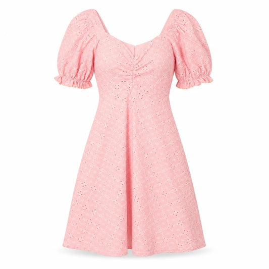 Front view of I SAW IT FIRST women’s pink polyester a-line, size UK 6, v-neck pullover