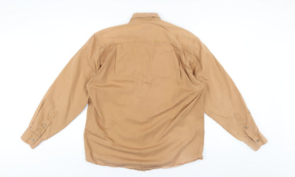Burton Mens Beige Cotton Button-Up Size S Collared Button