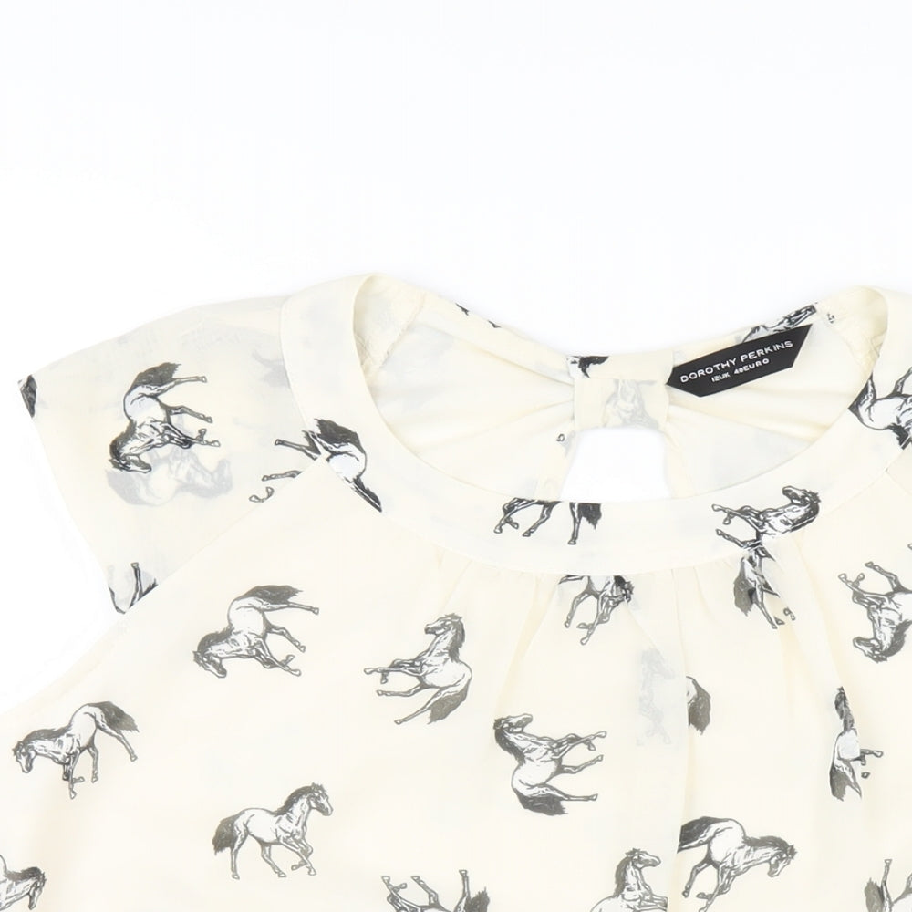 Womens UK Size 12 Dorothy Perkins Ivory Basic Blouse