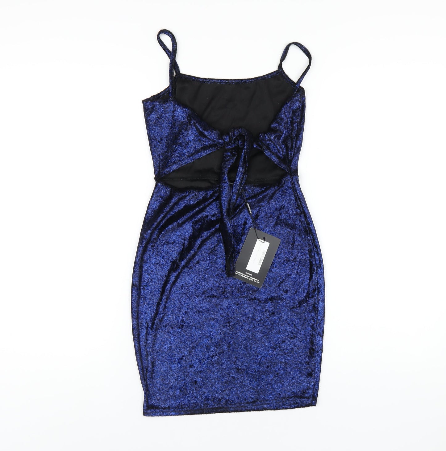 PRETTYLITTLETHING Womens Blue Polyester Bodycon Size 8 Square Neck Pullover