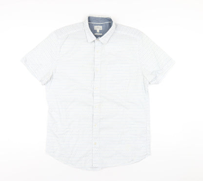 NEXT Mens Blue Geometric Cotton Button-Up Size M Collared Button