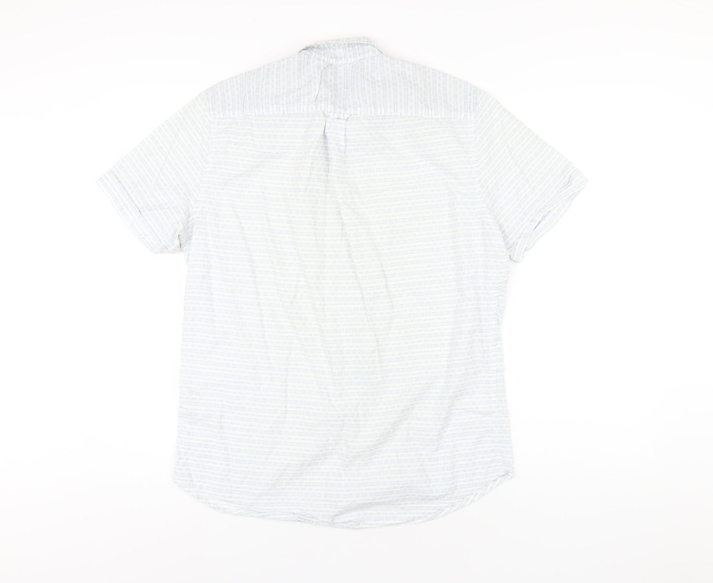 NEXT Mens Blue Geometric Cotton Button-Up Size M Collared Button