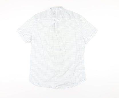 NEXT Mens Blue Geometric Cotton Button-Up Size M Collared Button