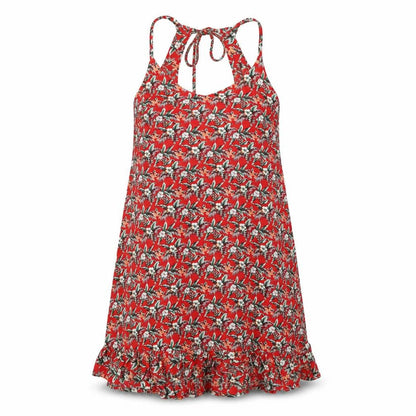 Oasis Womens Red Floral Viscose A-Line Size M V-Neck Pullover
